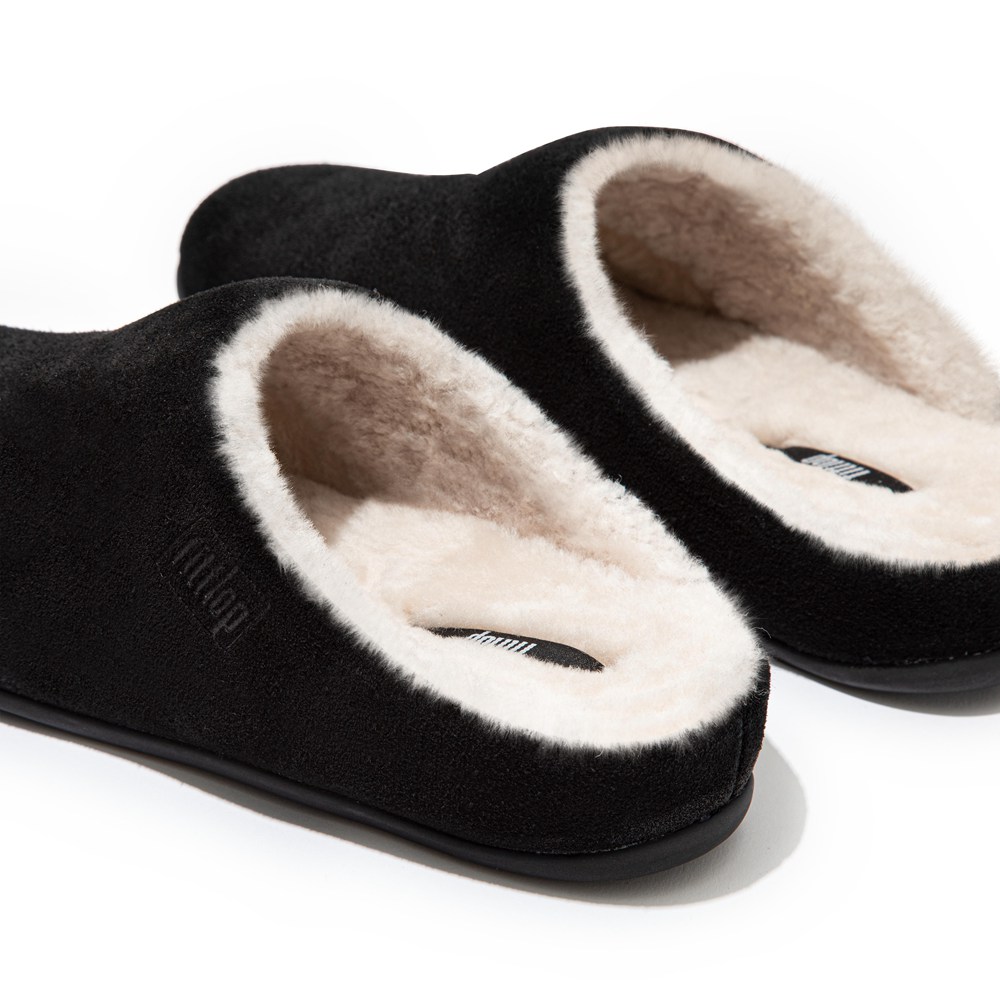 Fitflop Womens Slippers - Chrissie Shearling - Black - 875-DNYWKO